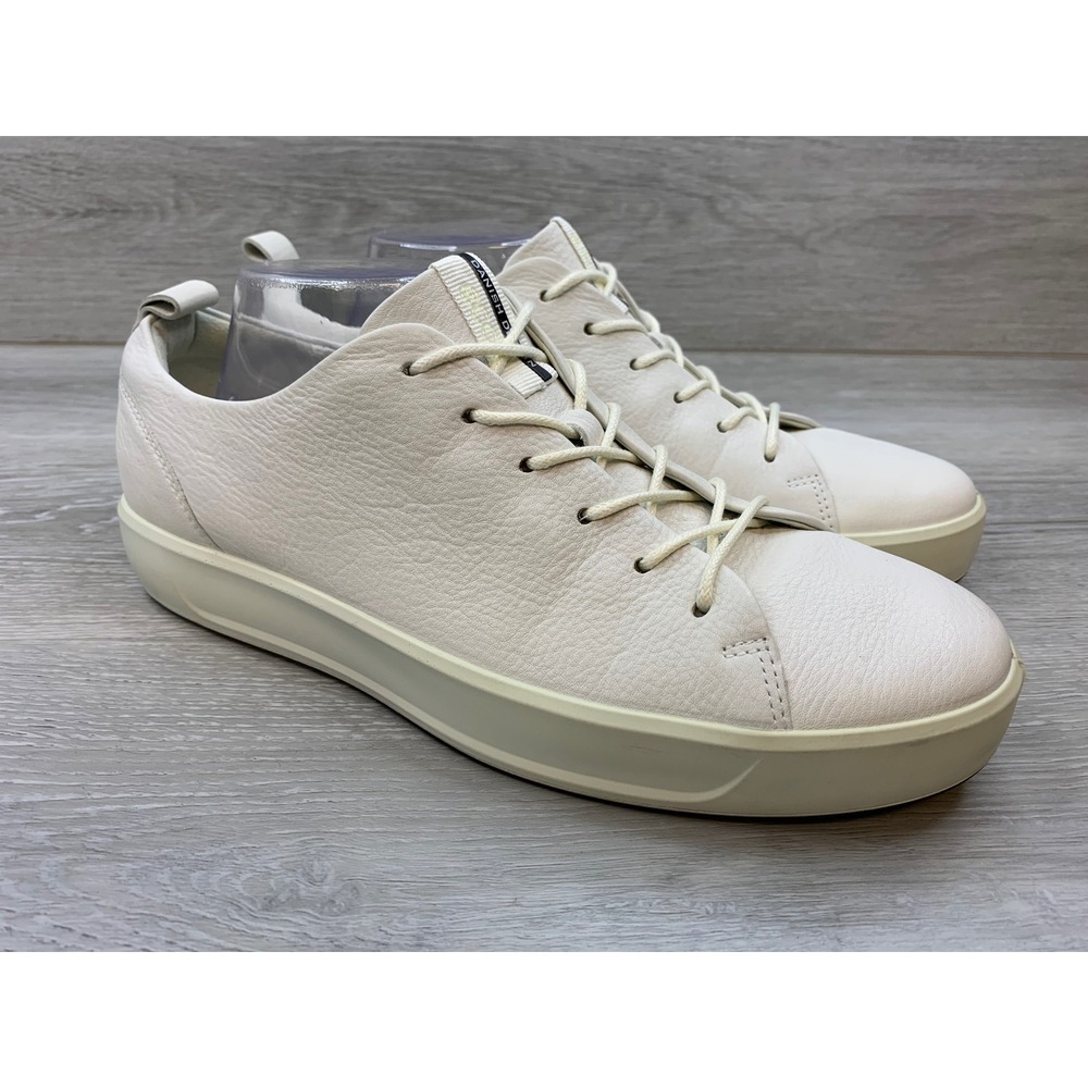 ECCO Soft 7 Men's White Pebbled Leather Low Top Sneakers Size 44 EU 10-10.5 US